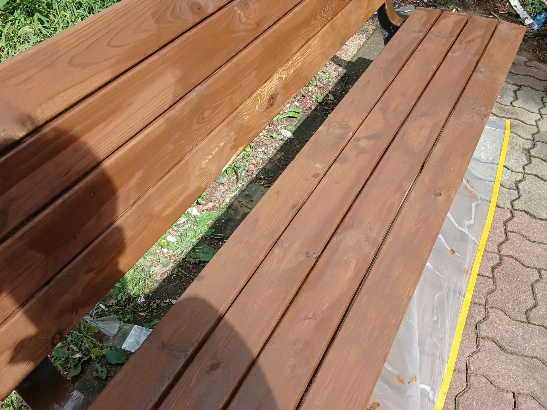벤치나무판전체교체 작업 전 판재 상태